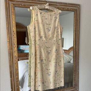 Ann Taylor Cream Sheath Midi Dress Scoop Neck Sleeveless